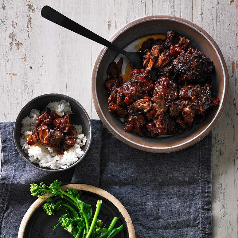 Chilli bean, soy and pickled ginger braised oxtail