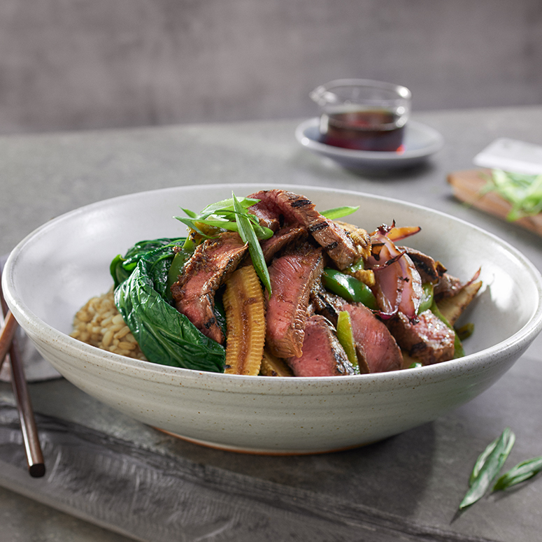 Hokkaido-style beef with charred vegetables