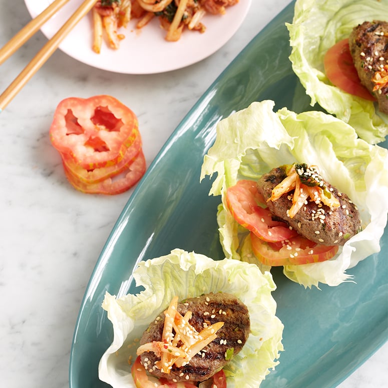 Korean beef lettuce cups with kimchi