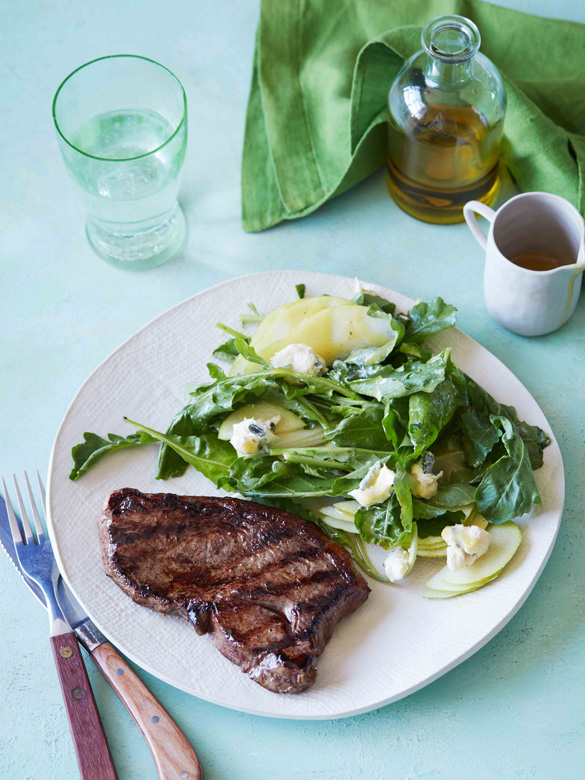 Barbecued rump steak with pear & blue cheese salad recipe Australian Beef Recipes, Cooking