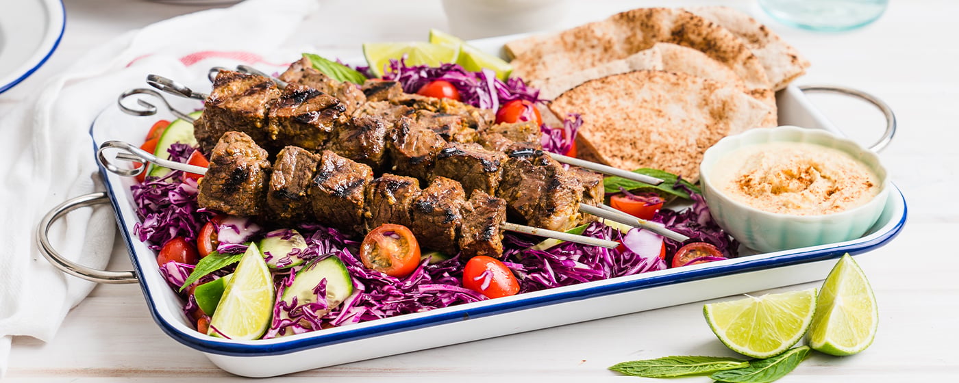 Moroccan Kebabs with Red Cabbage Slaw | Australian Beef - Recipes, Cooking Tips and More