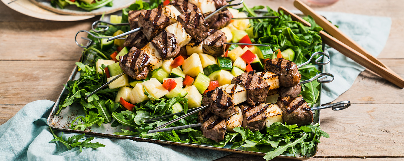Rump & Haloumi Kebabs with Pineapple Salad | Australian Beef - Recipes, Cooking Tips and More