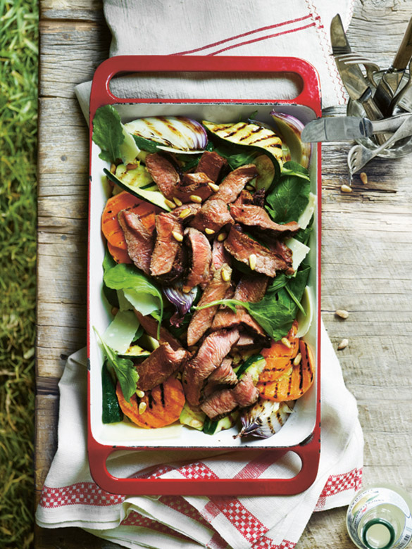 Grilled Sirloin, zucchini and sweet potato salad