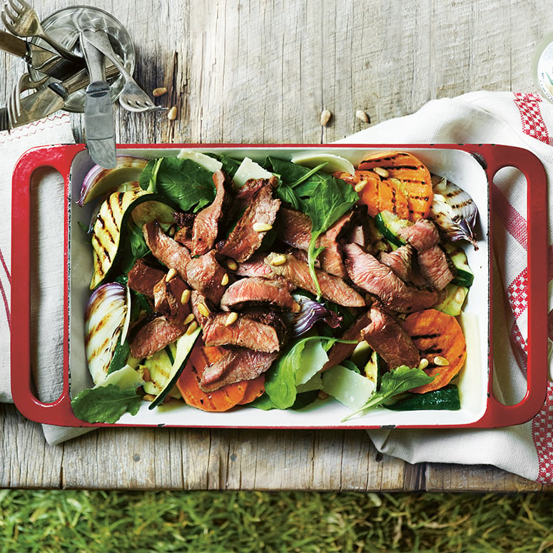 Grilled Sirloin, zucchini and sweet potato salad