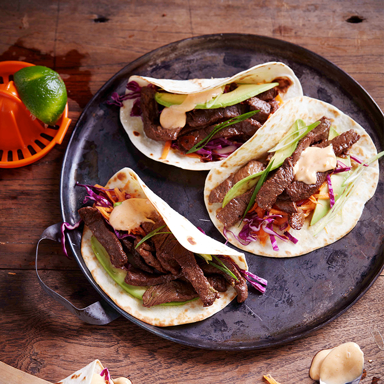 Soft shell beef tacos