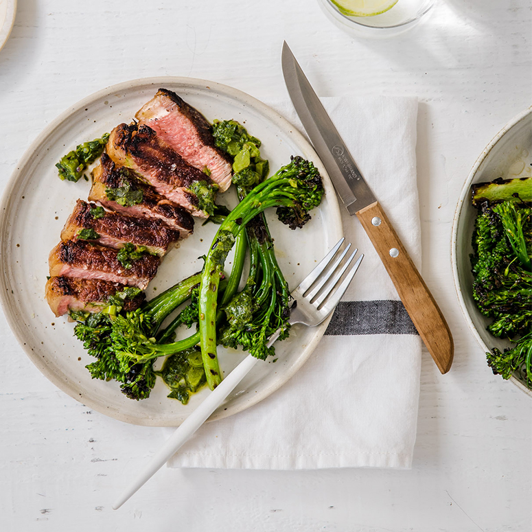 BBQ Striploin with broccolini by Andy Allen