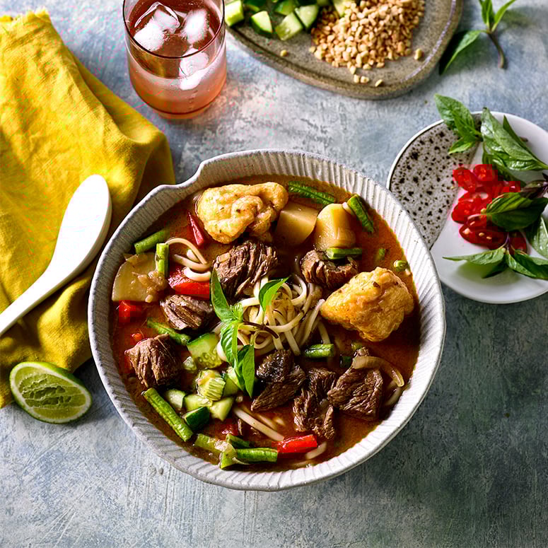 Slow cooked Malaysian beef laksa