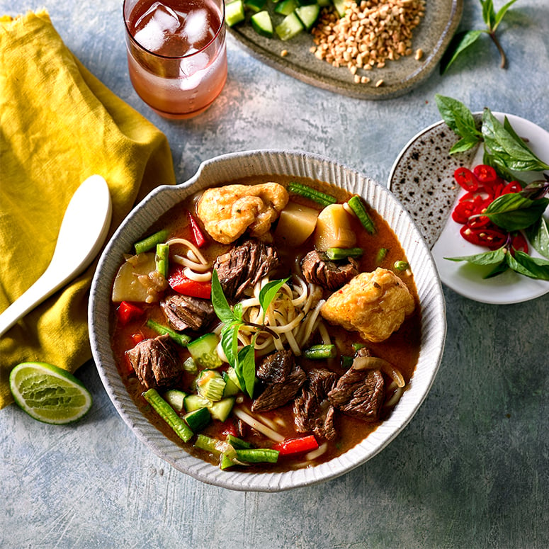 Slow cooked Malaysian beef laksa