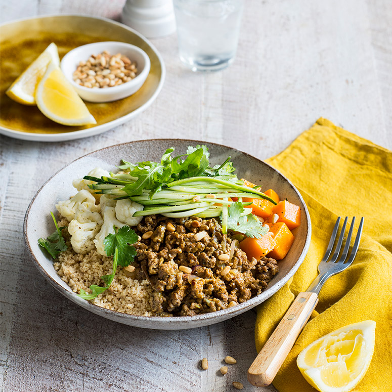 Middle Eastern beef mince bowl
