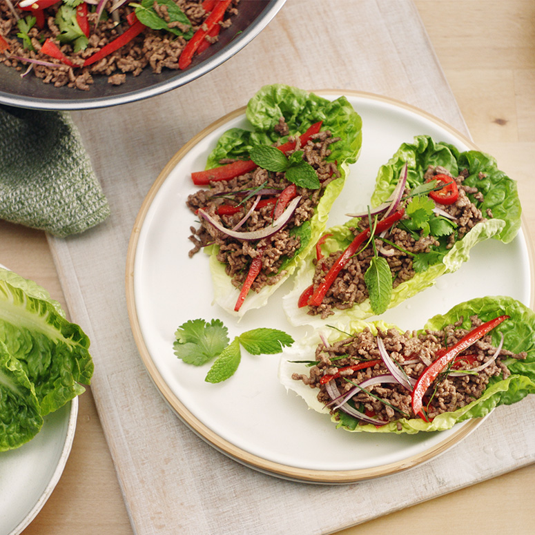 Beef mince lettuce cups