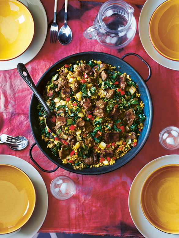 Spanish beef and pearl barley paella recipe Australian Beef Recipes