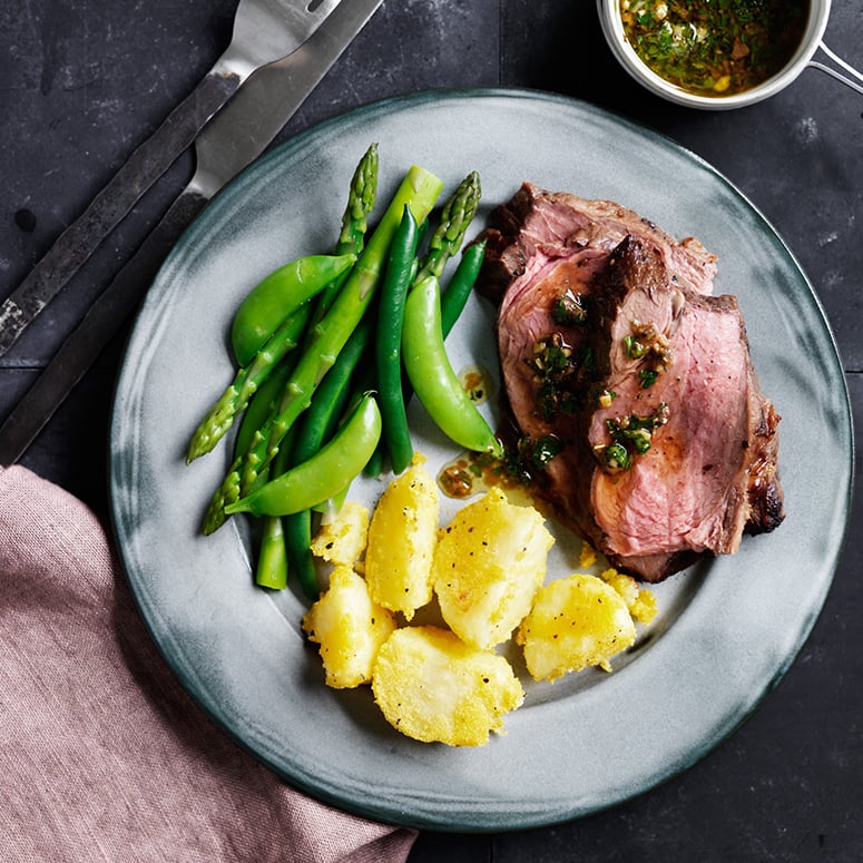 Beef Rump roast and warm anchovy dressing