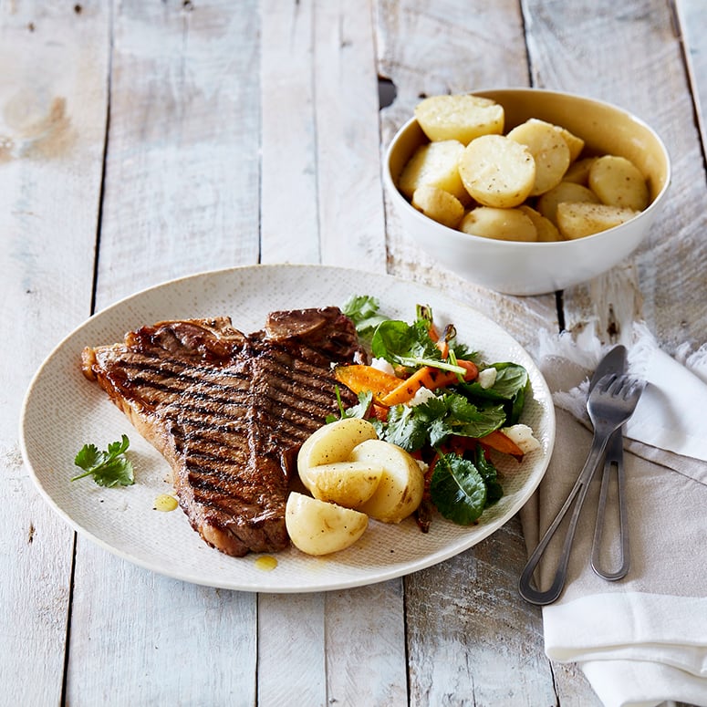 Spice rubbed t-bone steaks