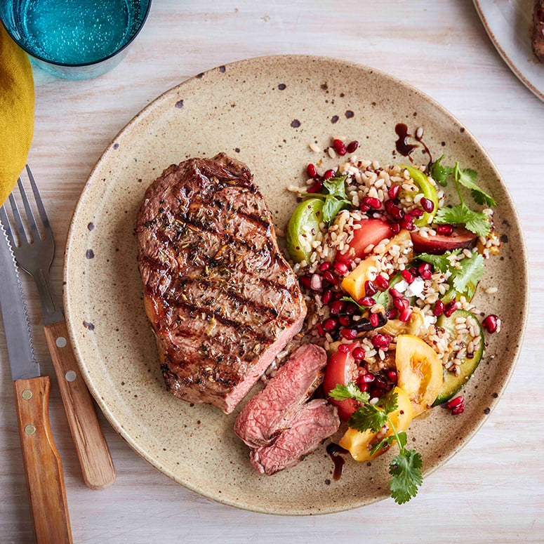 Scotch fillet steaks with dried oregano rub