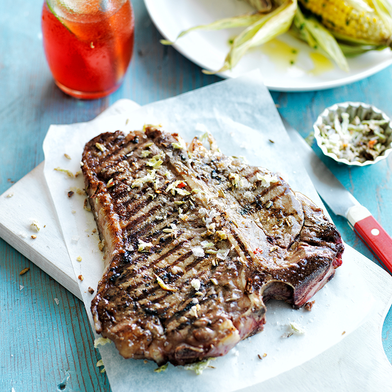 T-bone steak with Chilli and Celery Salt