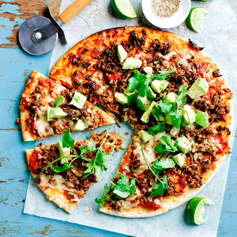 Mexican beef barbecue pizza