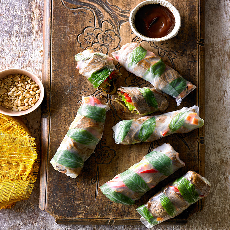 Filipino-style beef rice paper rolls