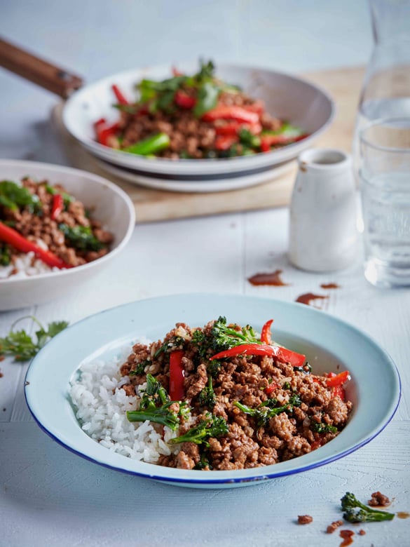 Spicy beef mince with jasmine rice