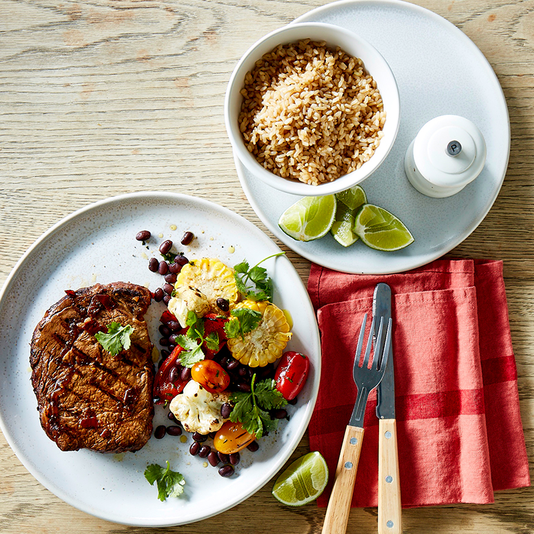 Chipotle scotch fillet and char-grilled vegetables