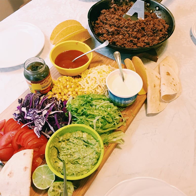 Beef tacos with rainbow vegetables