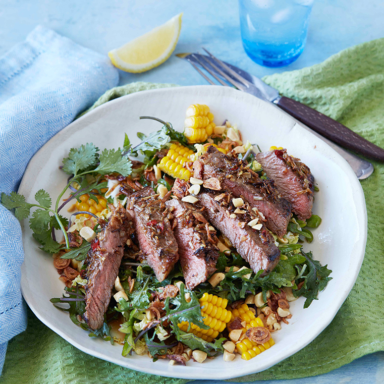 Asian slaw salad with marinated beef