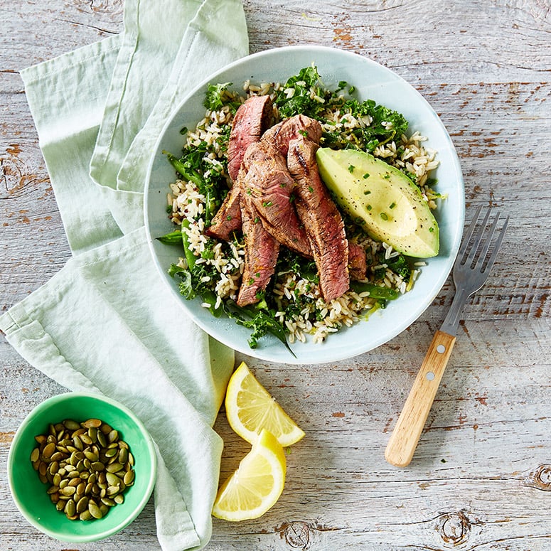 Beef and kale salad bowl