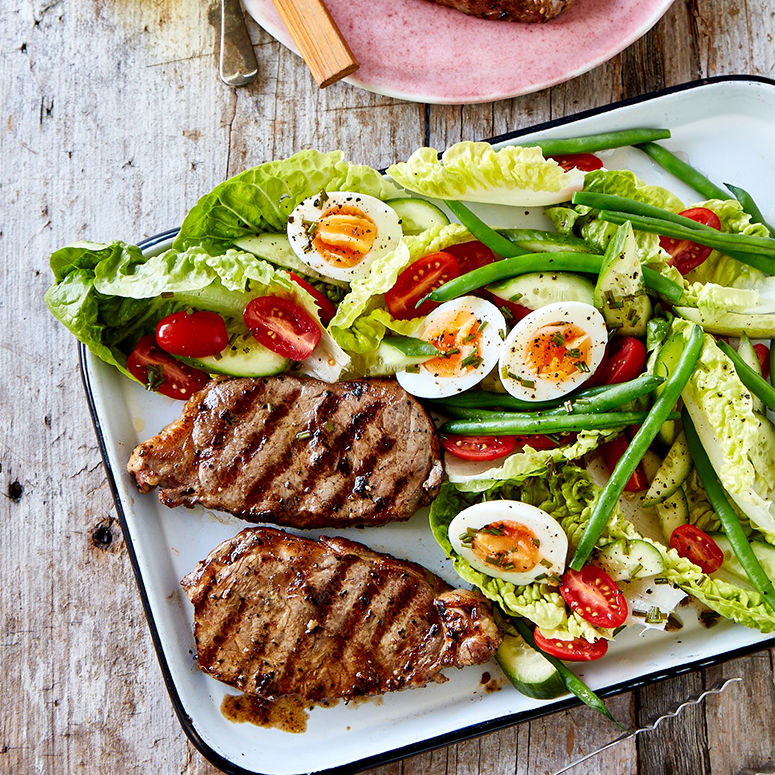 Porterhouse steak nicoise salad