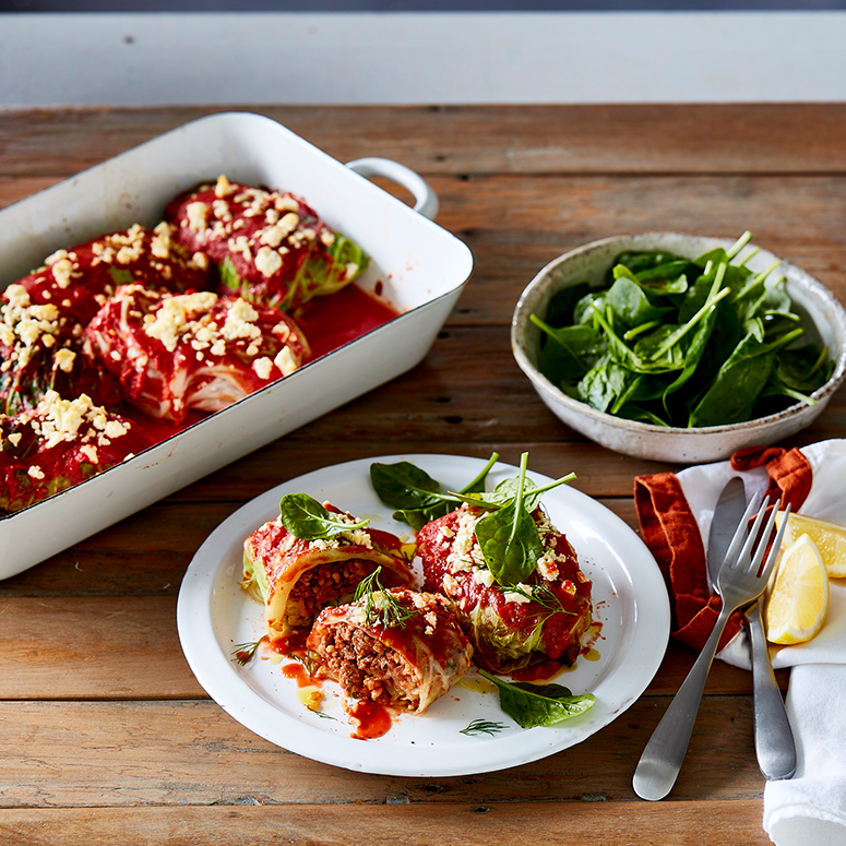 Greek-style mince cabbage rolls