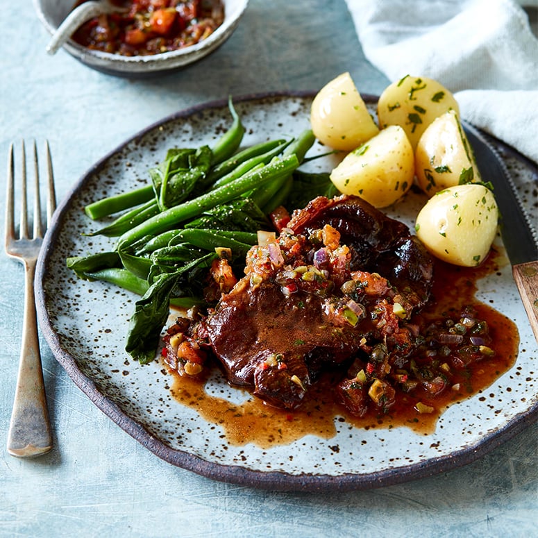 Catalan-style braised beef with spinach