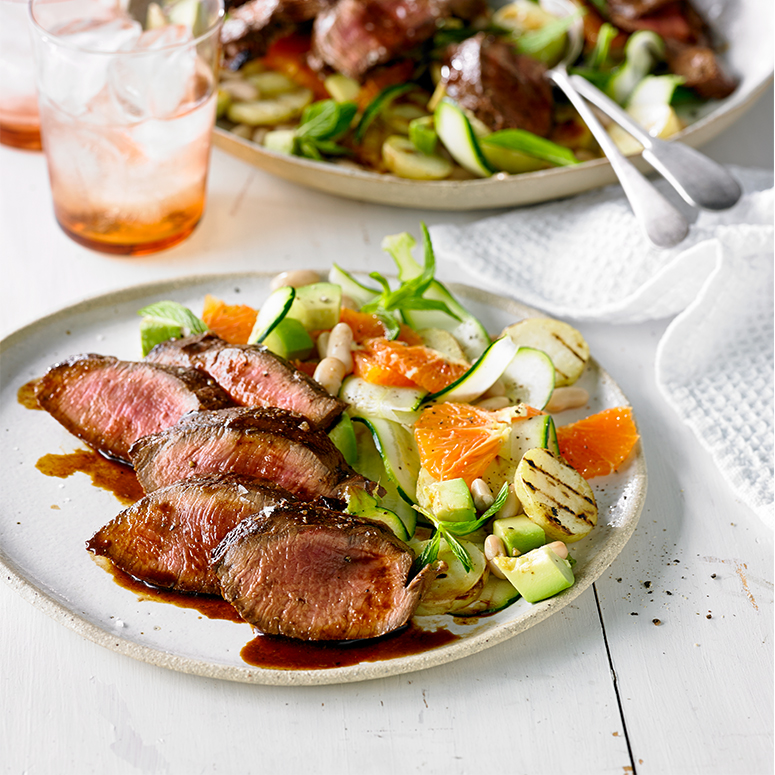 Peruvian-style flank steak with summer salad