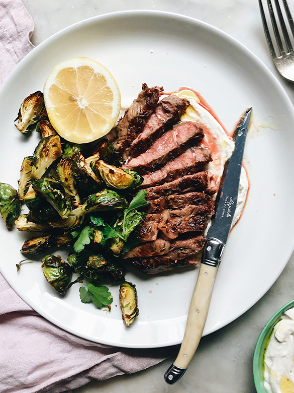 Oyster Blade Steak With Spiced Brussel Sprouts Recipe Australian Beef Recipes Cooking Tips And More