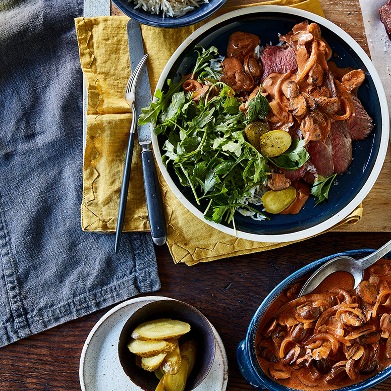 Roast beef stroganoff