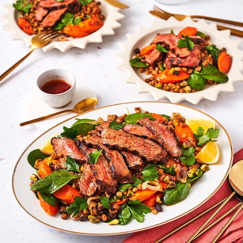 Moroccan Spiced Beef & Carrot Lentil Salad