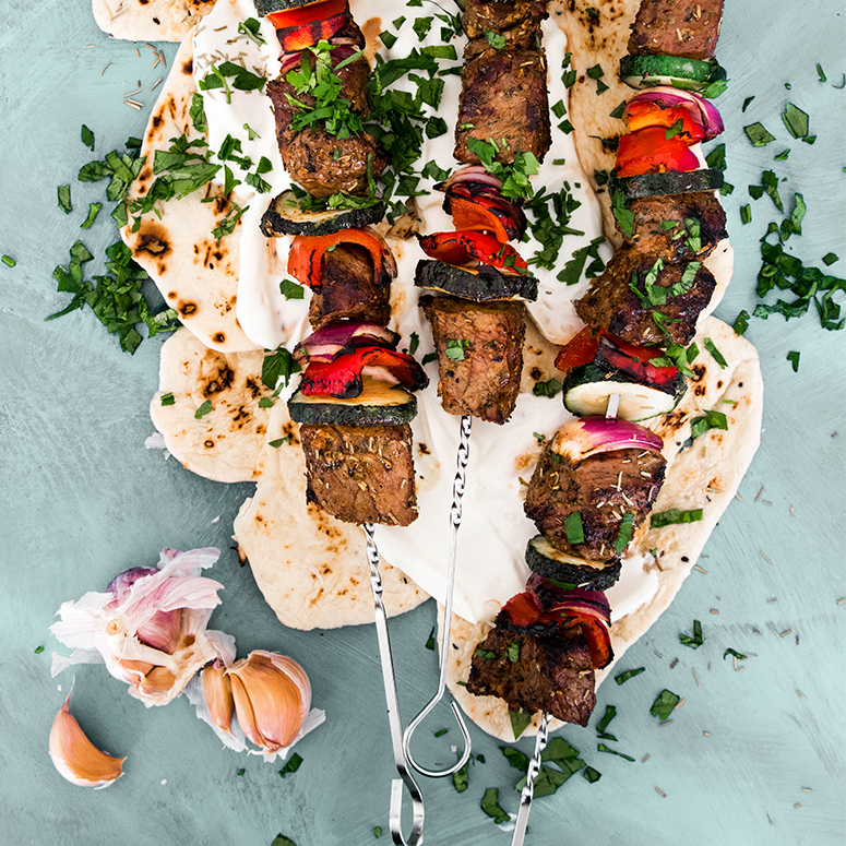 Leah Itsines’ BBQ Mediterranean Beef Skewers