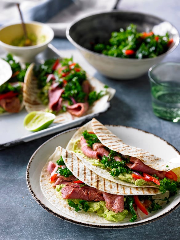 Chipotle beef, kale, red pepper & lime tortilla wraps recipe