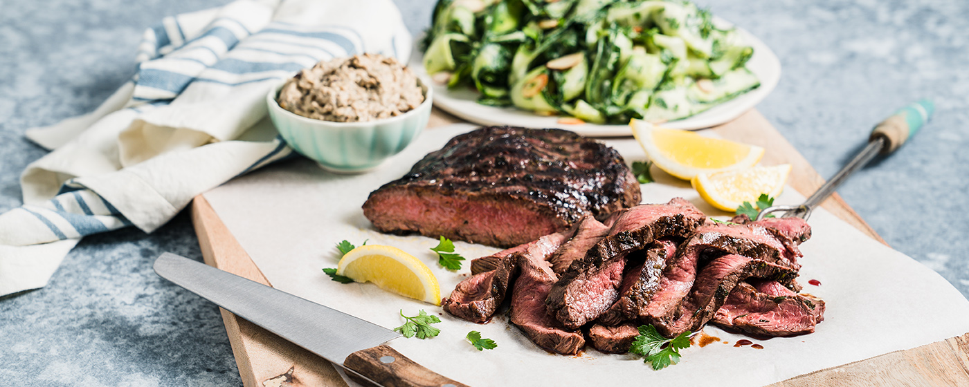 Grilled Flat Iron Steak & Cucumber Ribbon Salad | Australian Beef - Recipes, Cooking Tips and More