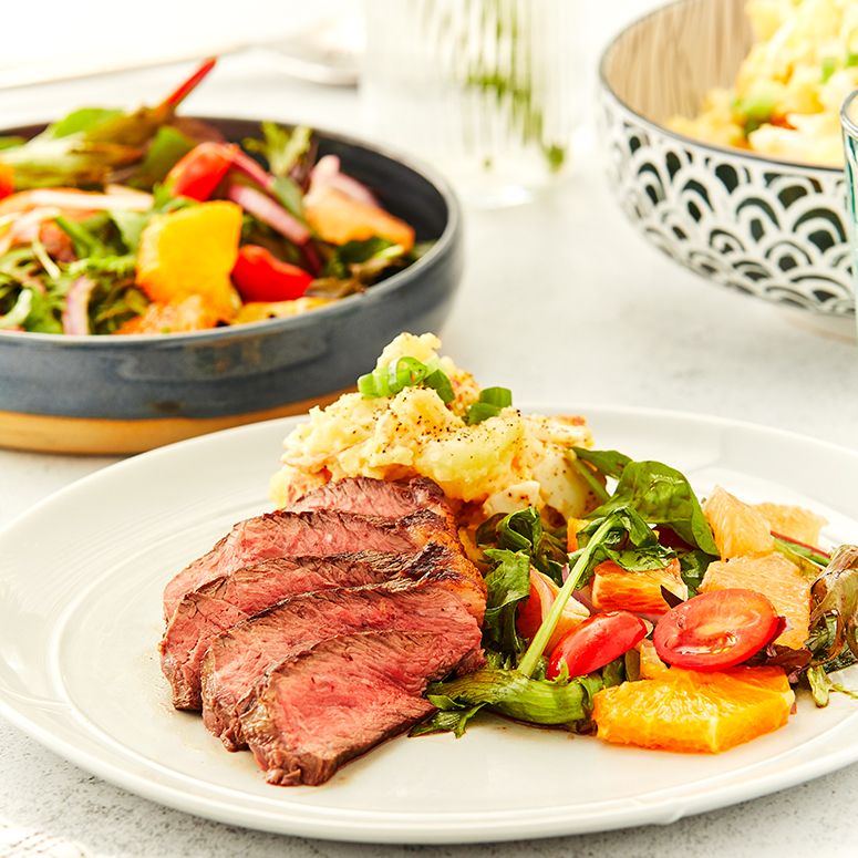 Cajun Rump Steak with Potato Salad